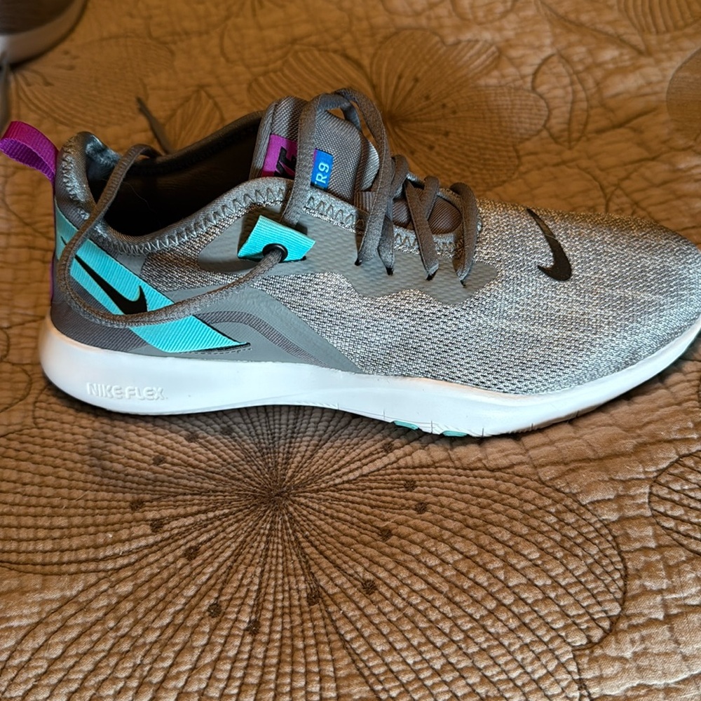 Nike Gray and Blue Air Max Sneakers with Visible Air Cushioning